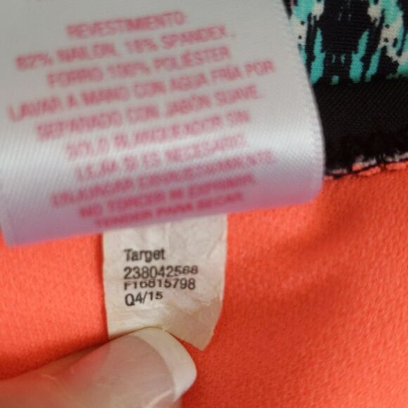 Xhilaration (Target) 2-piece bikini swimsuit, black pink blue tribal pattern M/L - Picture 9 of 9